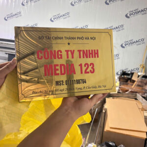 Biển inox vàng gương in UV