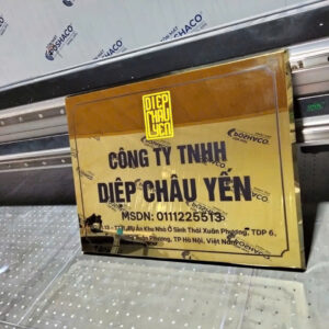 Biển inox vàng gương in UV
